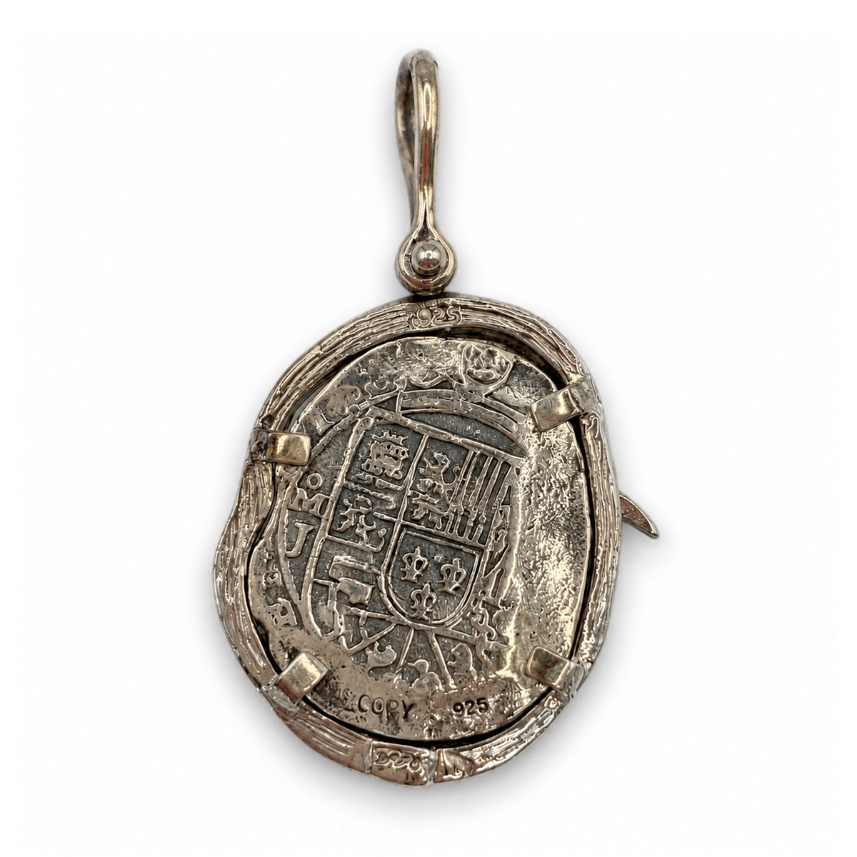 ATOCHA REPLICA SILVER COIN PENDANT WITH MAHI MAHI 4 REALES