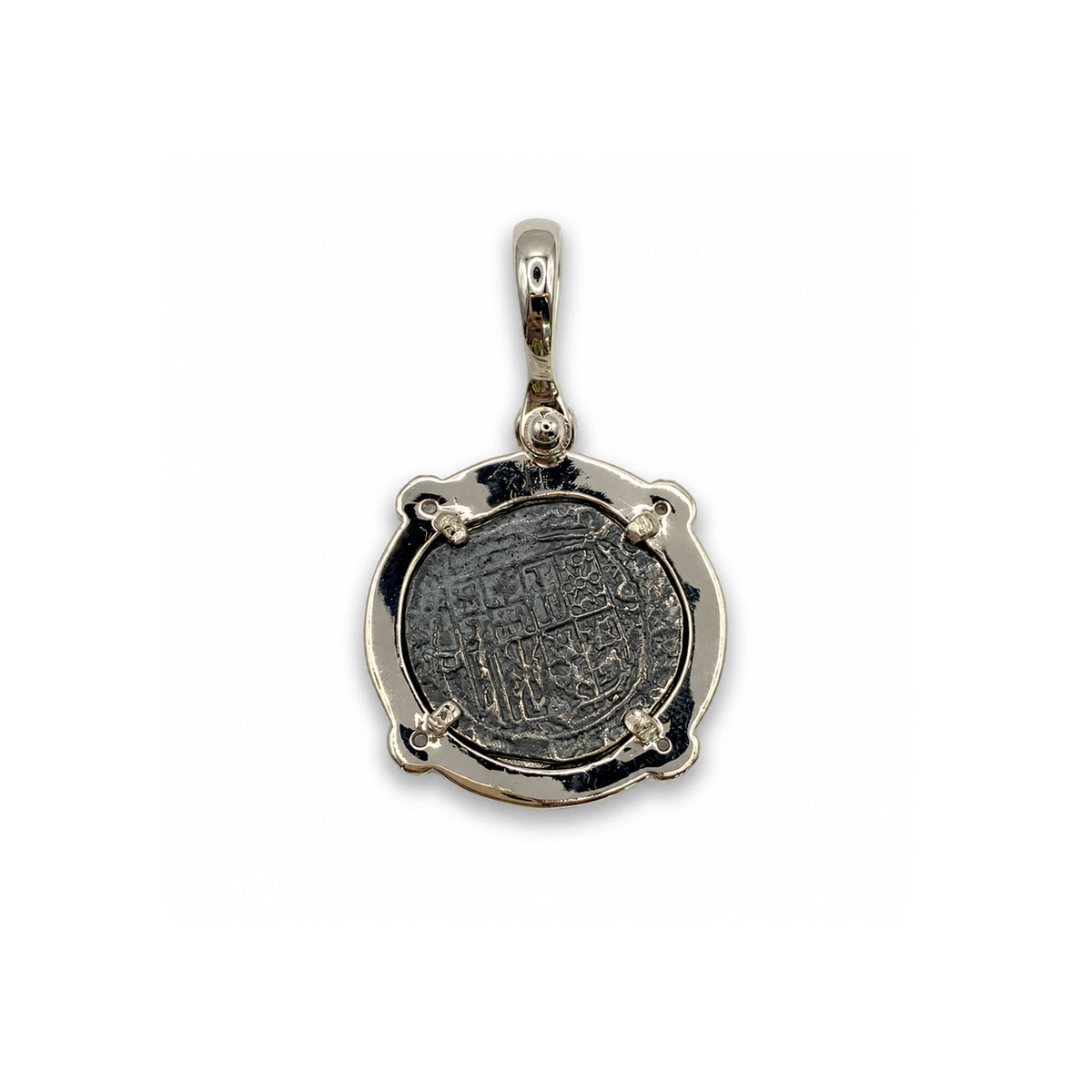 ATOCHA REPLICA SILVER COIN PENANT WITH ZIRCONS 1 REALES