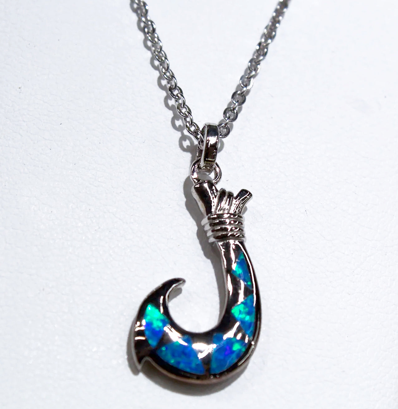 BEAUTIFUL SILVER HOOK WITH BLUE/GREEN OPAL STONE