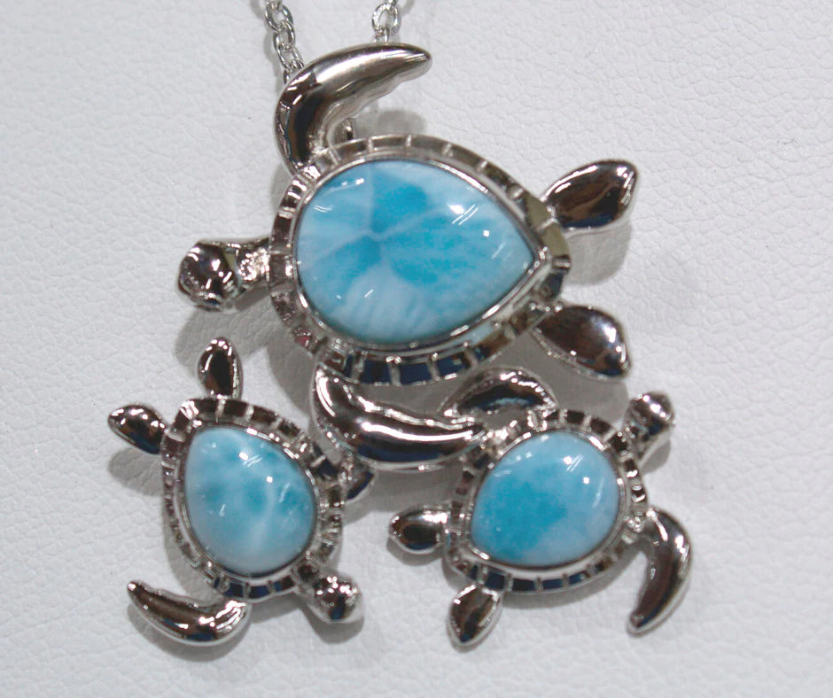 BLUE LARIMAR TURTLE PENDANT