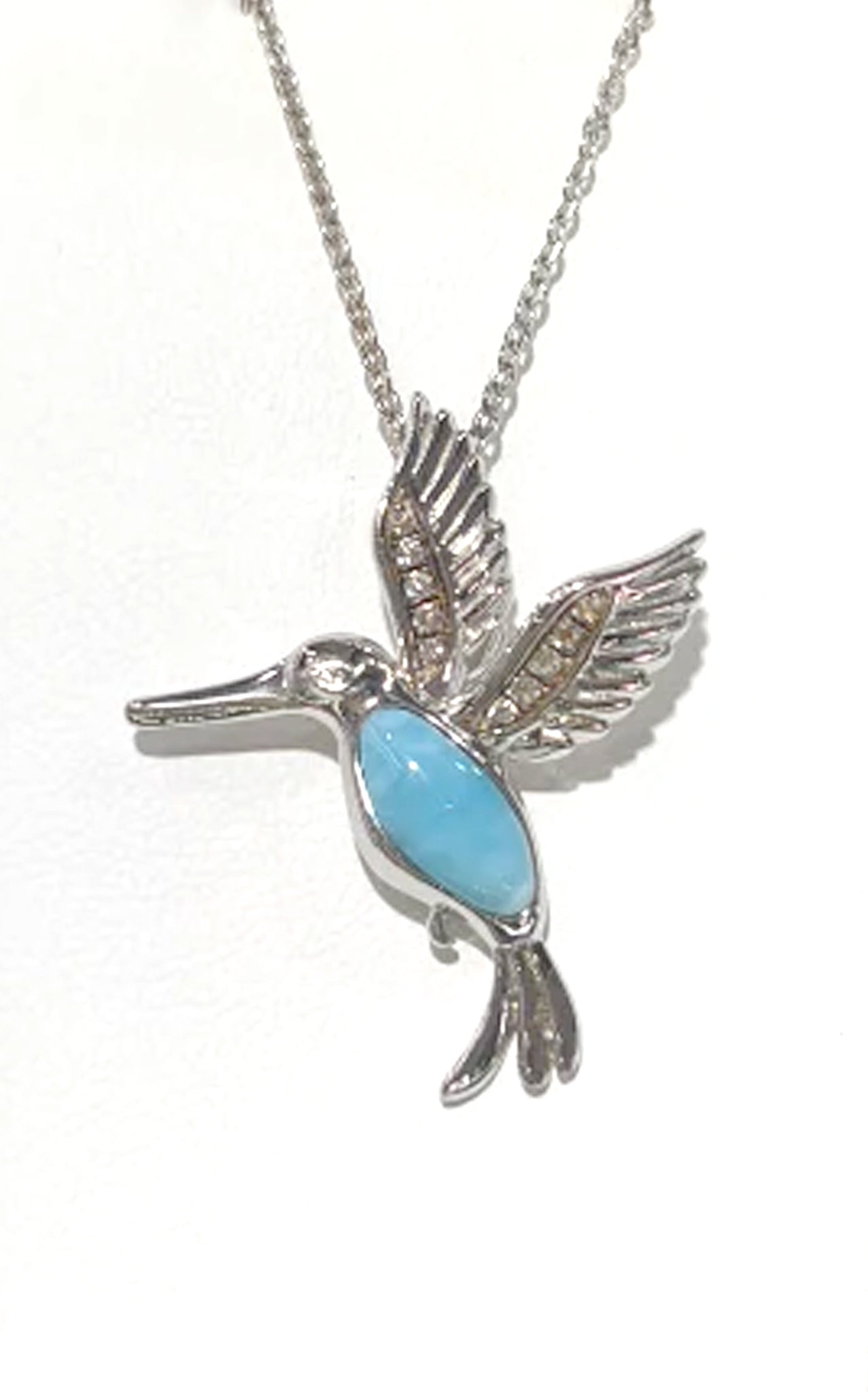 HUMMINGBIRD SILVER WITH BLUE LARIMAR