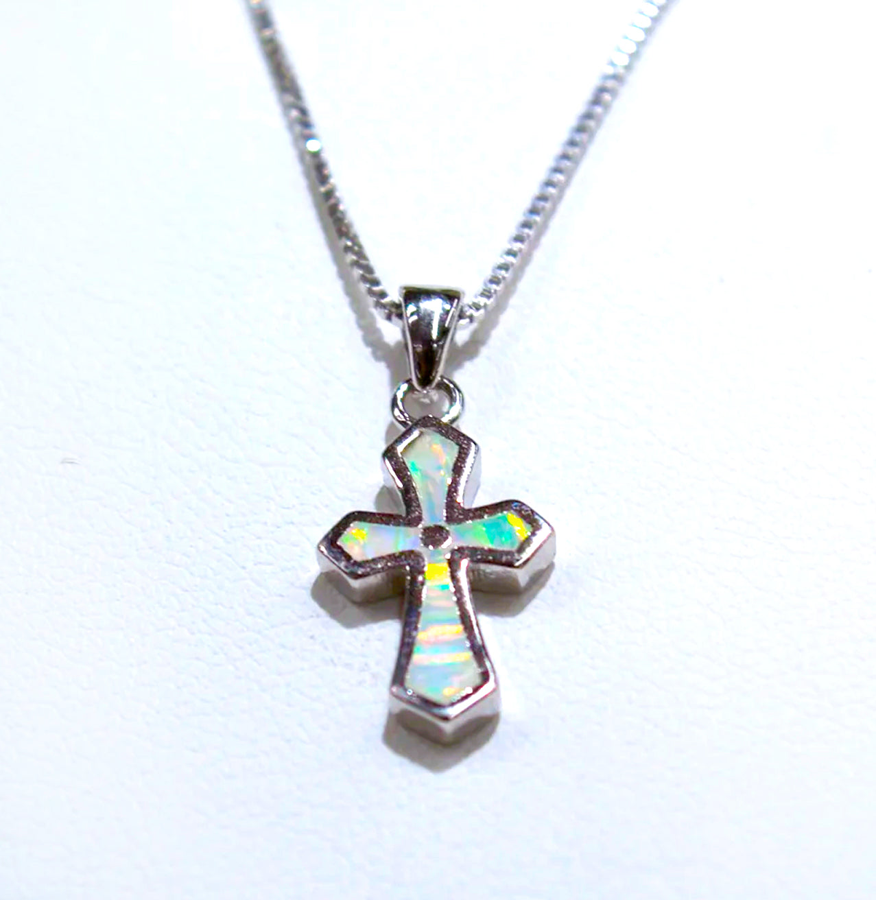 SMALL TRIBAL STYLE STERLING SILVR OPAL CROSS