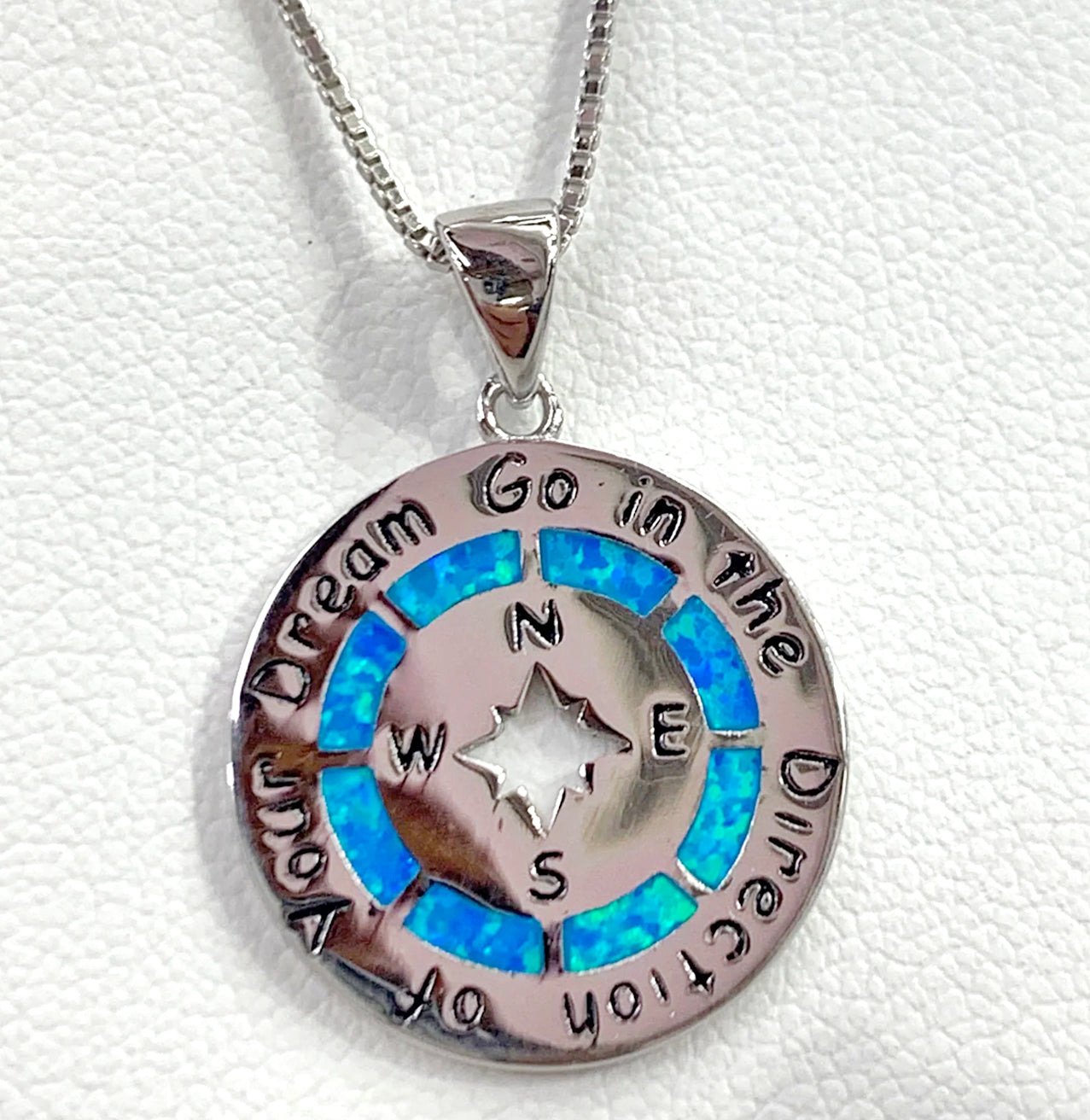 STERLING SILVER OPAL PENDANT - FOLLOW YOUR DREAMS
