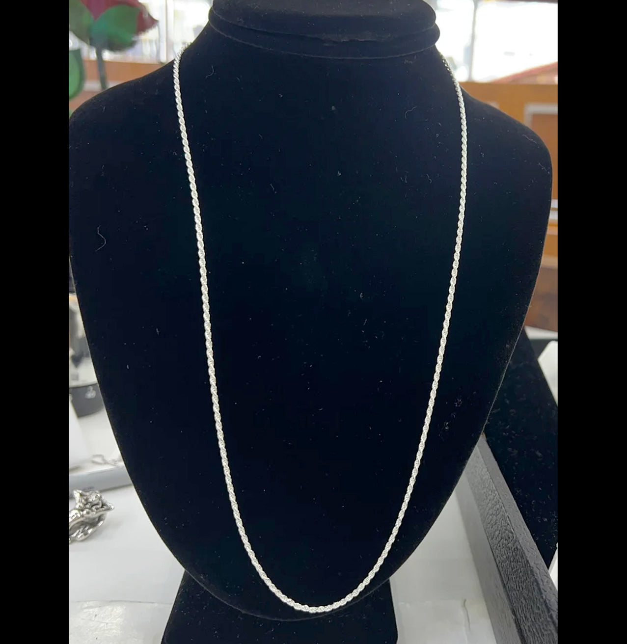 STERLING SILVER ROPE CHAIN, DIAMOND CUT, 24" (ADJUSTABLE)