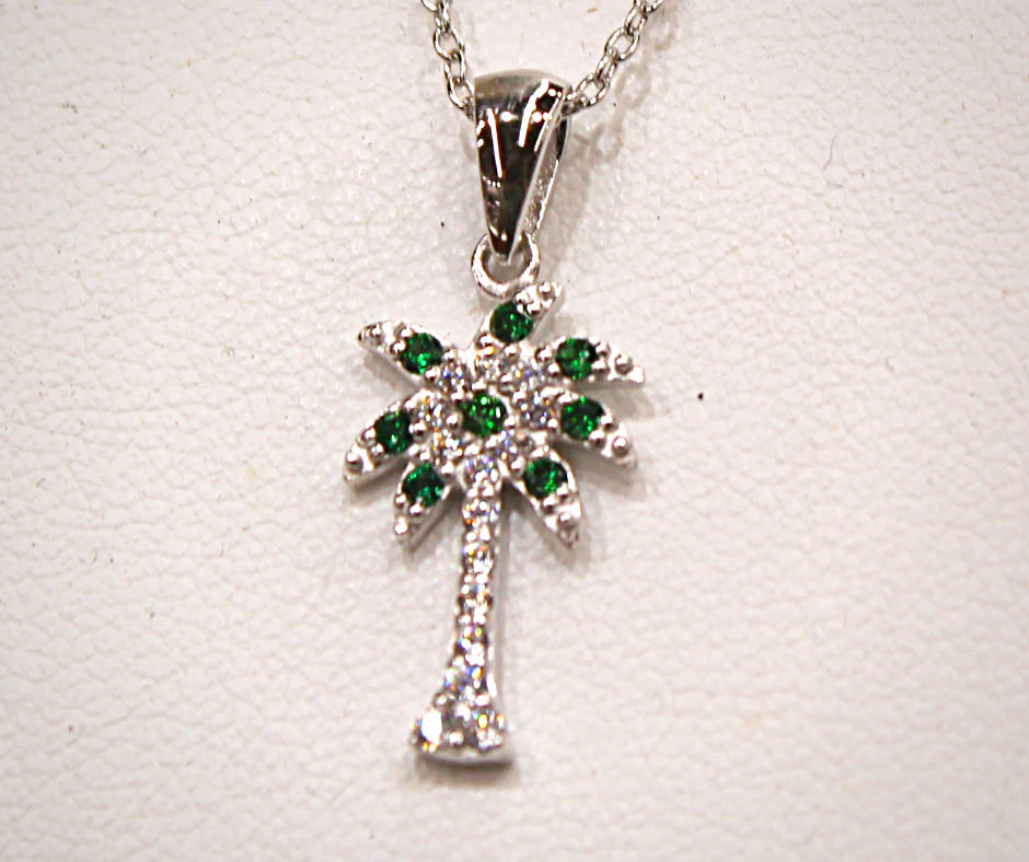STERLING SILVER SMALL PALM TREE NECKLACE