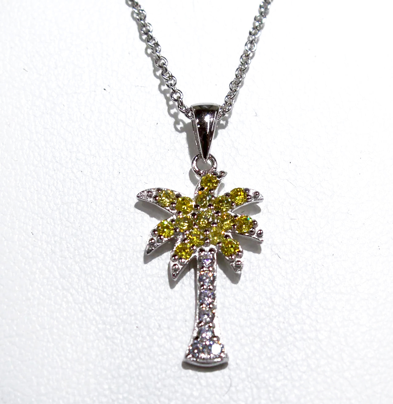 STERLING SILVER YELLOW ZIRCON PALM TREE