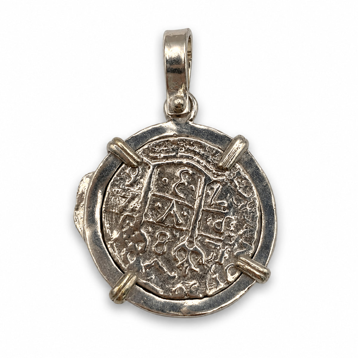 ATOCHA REPLICA SILVER COIN PENDANT WITH MAHI MAHI 2 REALES