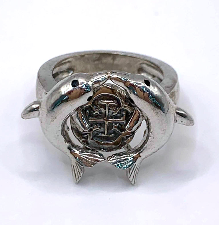 ATOCHA COIN RING WITH 2 DOLPHINS