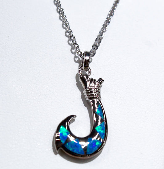 BEAUTIFUL SILVER HOOK WITH BLUE/GREEN OPAL STONE