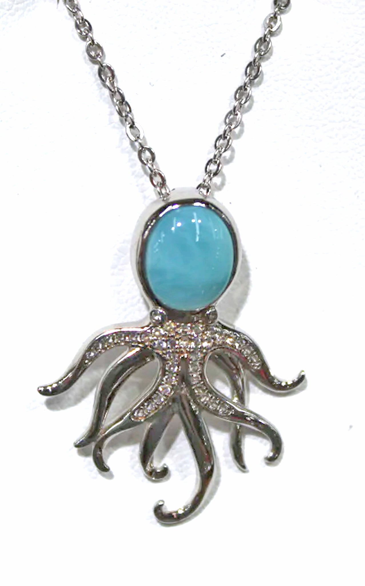 BLUE LARIMAR OCTOPUS WITH WHITE ZIRCON