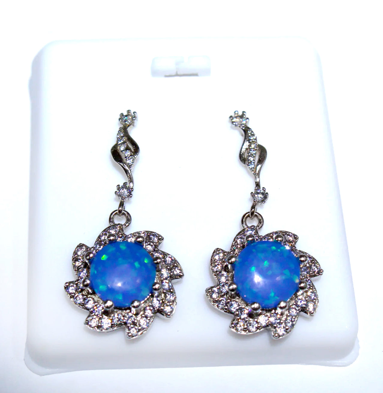 BLUE OPAL GLEAMING SUN WITH WHITE ZIRCON