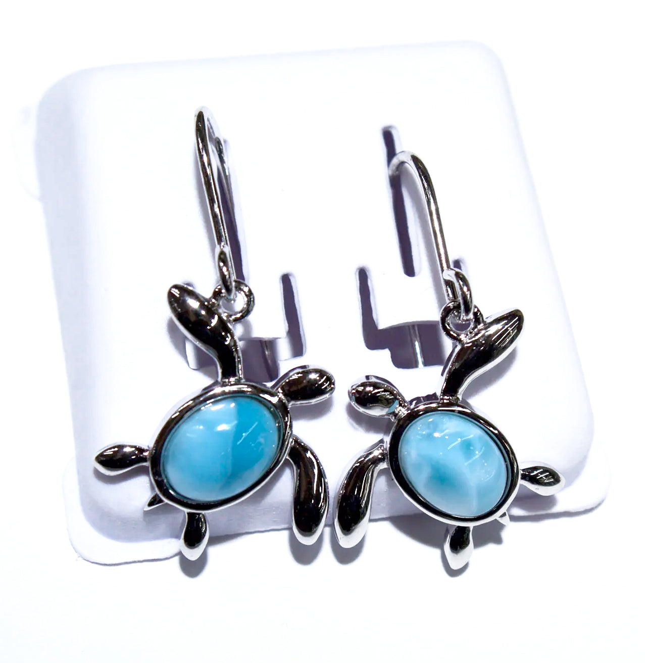 CASUAL LARIMAR TURTLE EARRINGS