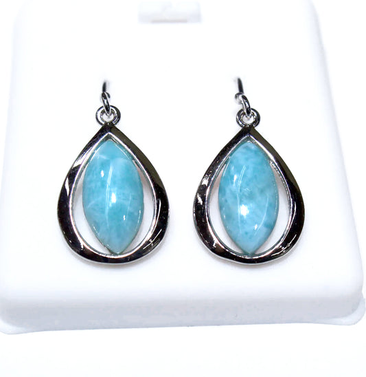 CAT EYE BLUE LARIMAR EARRINGS