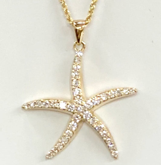 CHIC KEY WEST DIAMOND STARFISH CHARM IN 14K YELLOW GOLD, 1CT