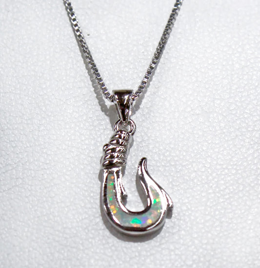CUTE NAUTICAL HOOK WITH WHITE OPAL STONE