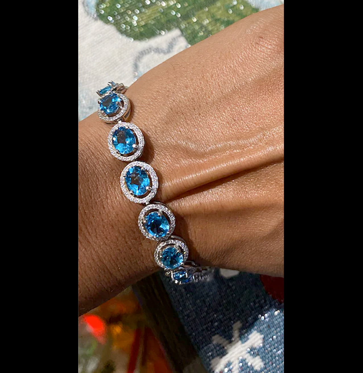 ELEGANT BLUE TOPAZ, CITRINE AND PURPLE AMETHYST TENNIS BRACELETS