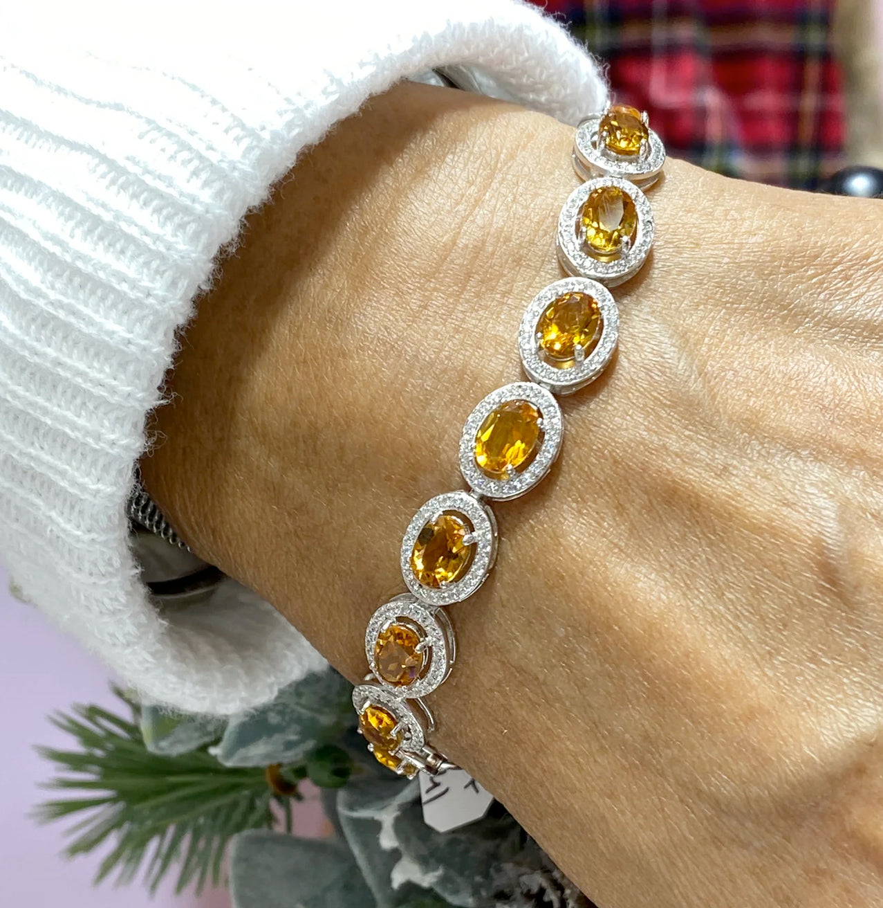ELEGANT BLUE TOPAZ, CITRINE AND PURPLE AMETHYST TENNIS BRACELETS