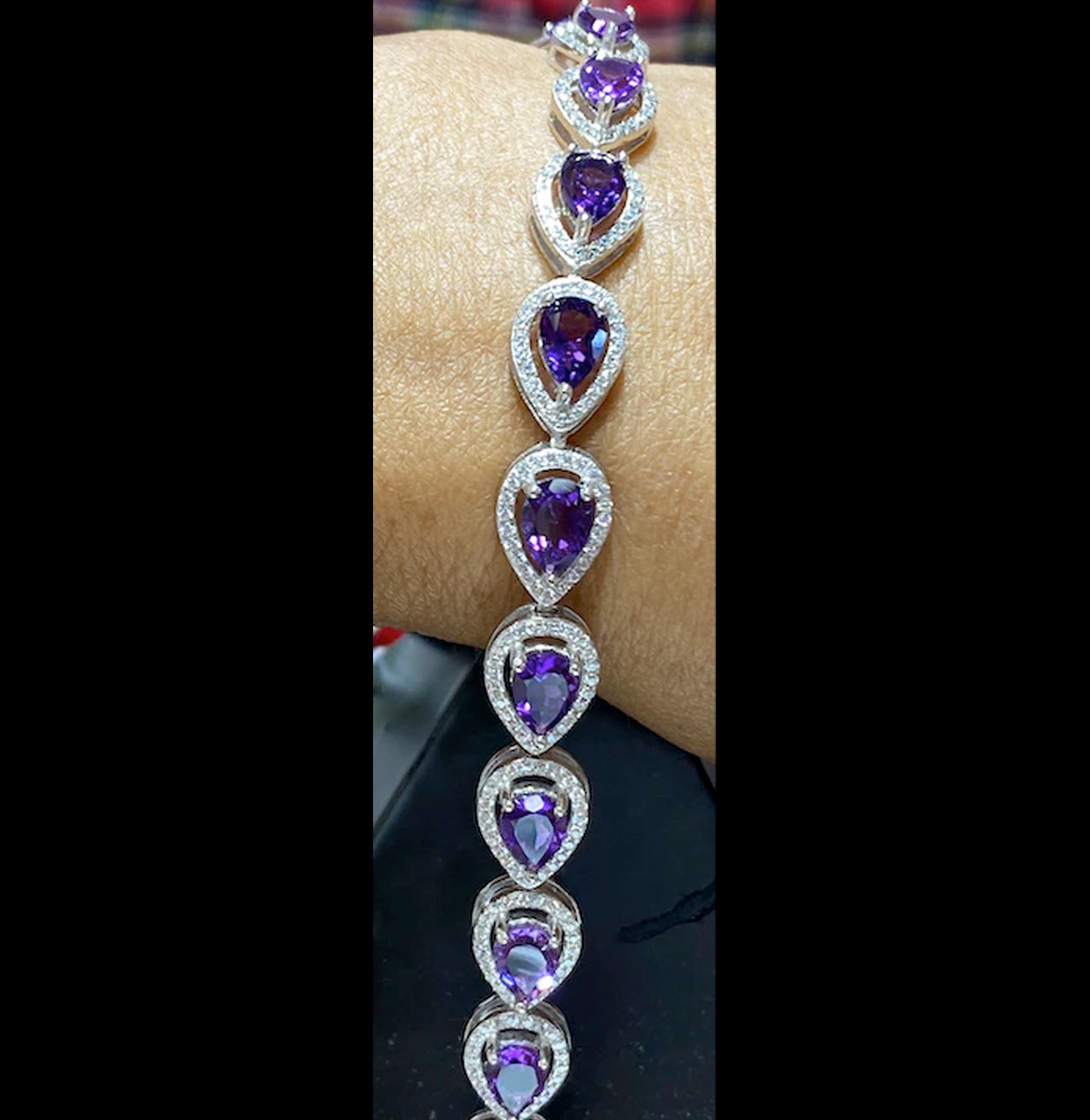 ELEGANT BLUE TOPAZ, CITRINE AND PURPLE AMETHYST TENNIS BRACELETS