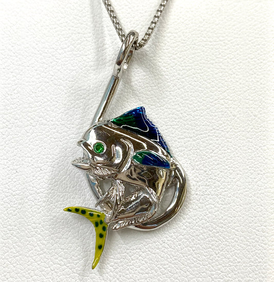 EXCEPTIONAL STERLING SILVER DOLPHIN ON HOOK CHARM
