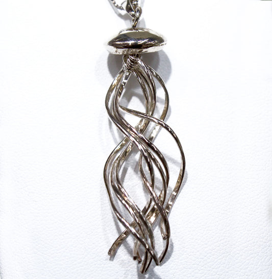 EYE CATCHING AND ELONGATED STERLING SILVER JELLYFISH PENDANT