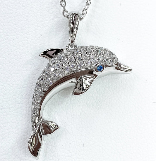 FIESTY STERLING SILVER DOLPHIN PENDANT