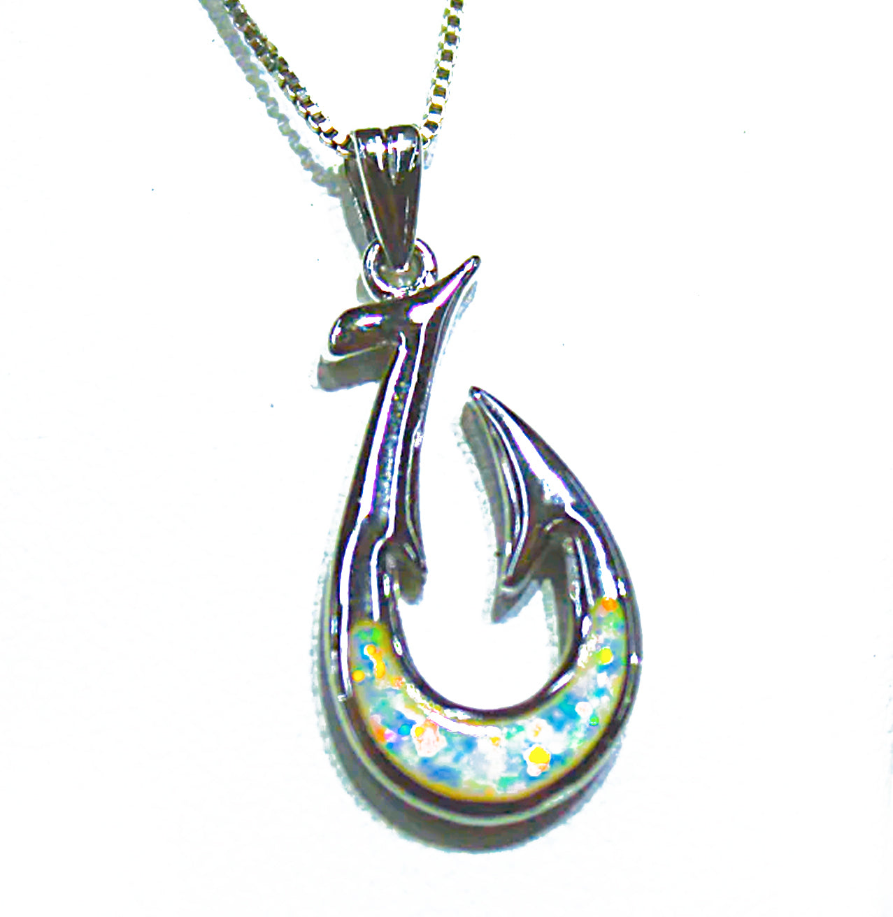 FISH HOOK WITH WHITE OPAL INLAY