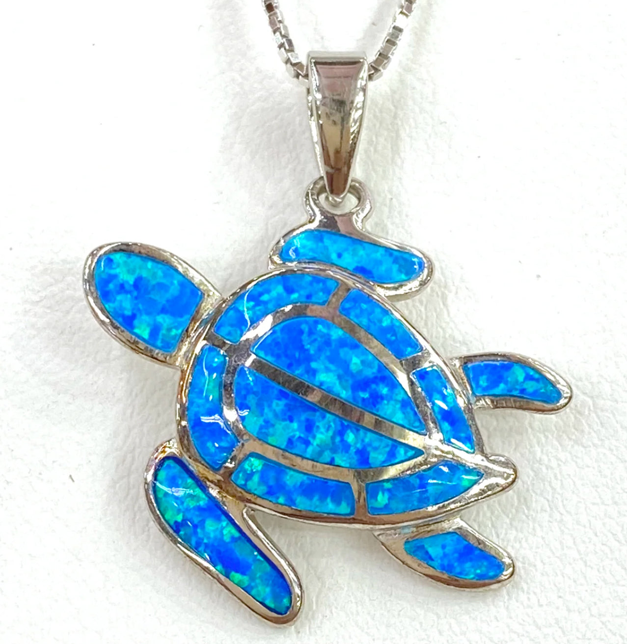 MAJESTIC BLUE OPAL SEA TURTLE NECKLACE IN MULTIPLE SIZES