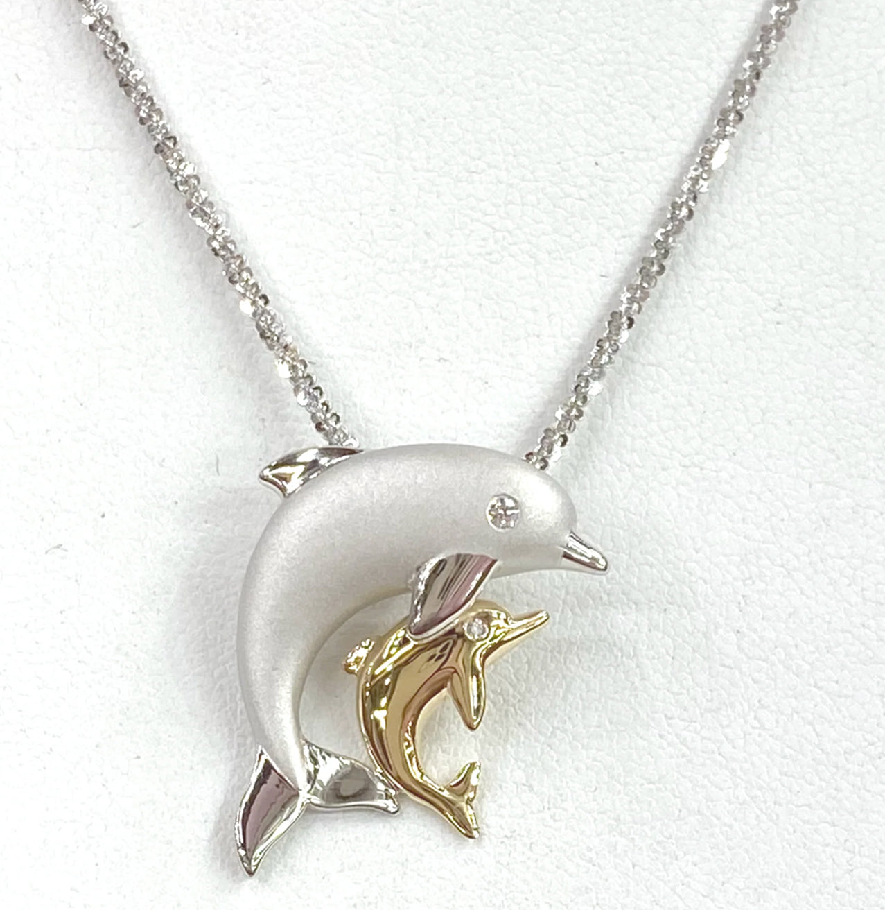 MOTHER AND BABY DOLPHIN PENDANT CHARM