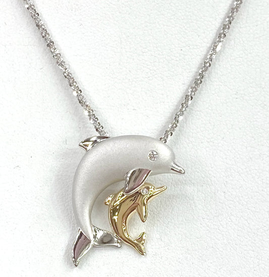 MOTHER AND BABY DOLPHIN PENDANT CHARM