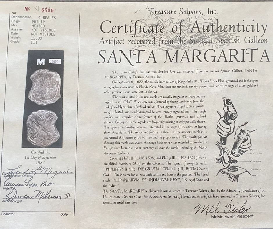 RARE 4-REALE HAND CRAFTED SHIPWRECK TREASURE COIN