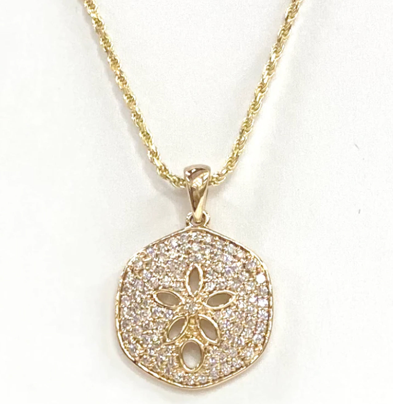 REAL GOLD SAND DOLLAR DIAMOND NECKLACE