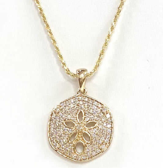 REAL GOLD SAND DOLLAR DIAMOND NECKLACE