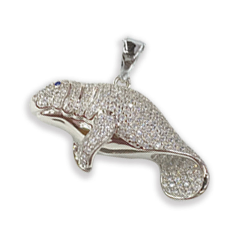 Silver Manatee Pendant with Zircon