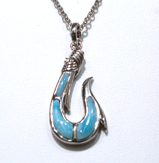 STERLING SILVER HOOK WITH BLUE LARIMAR STONES