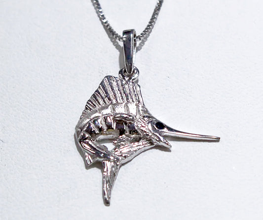 STERLING SILVER MEDIUM SAILFISH SWIMMING