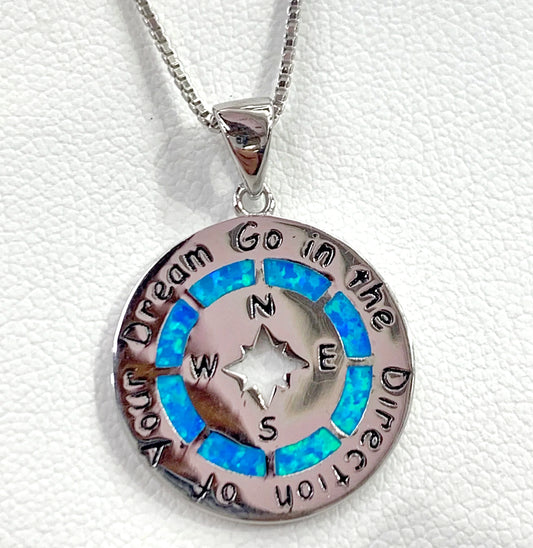 STERLING SILVER OPAL PENDANT - FOLLOW YOUR DREAMS