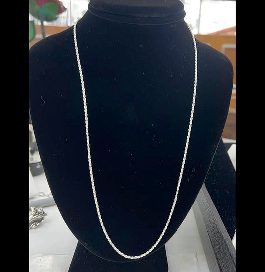 STERLING SILVER ROPE CHAIN, DIAMOND CUT, 24" (ADJUSTABLE)