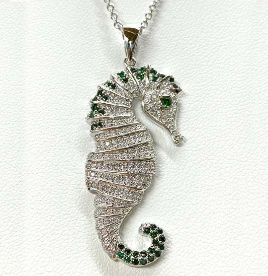 STERLING SILVER SEAHORSE NECKLACE (4 COLORS)