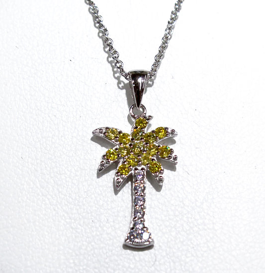 STERLING SILVER YELLOW ZIRCON PALM TREE