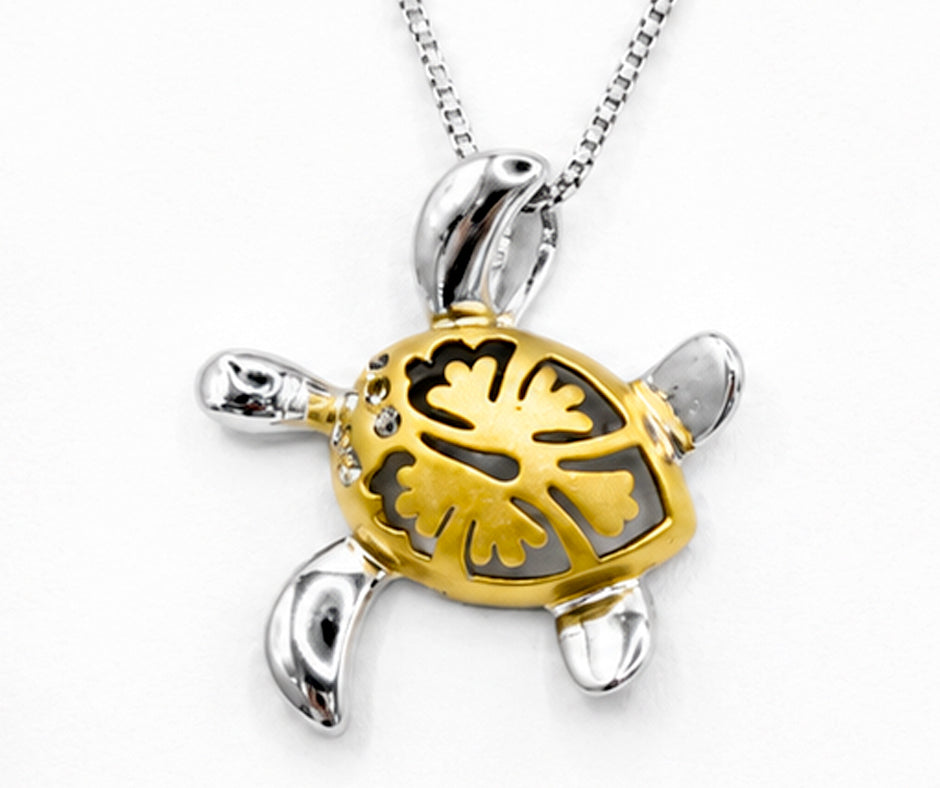 STERLING SILVER AND GOLD TURTLE PENDANT