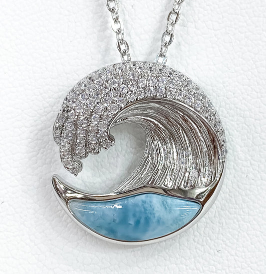 STUNNING WAVE LARIMAR PENDANT