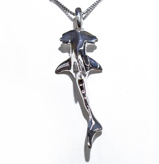 SWIMMING HAMMERHEAD SHARK IN STERLING SILVER
