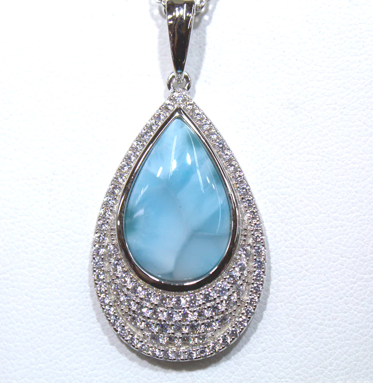 TEARDROP BLUE LARIMAR WITH WHITE TOPAZ