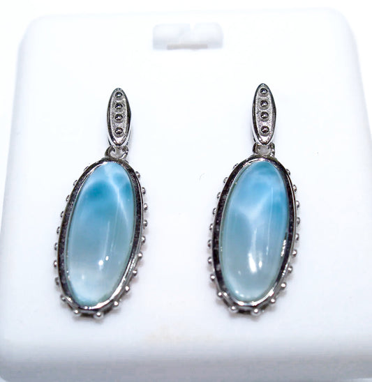 VINTAGE AZURE OVAL EARRINGS