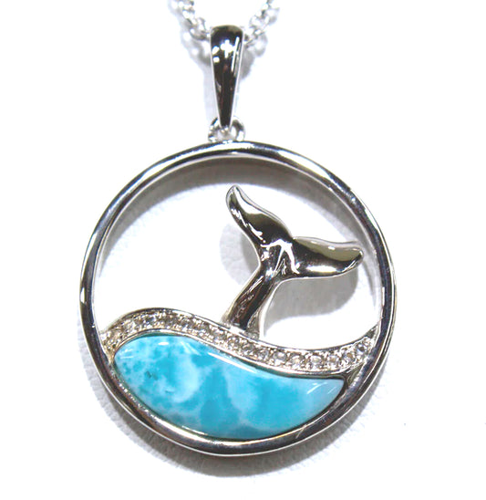 WHALE TAIL WITH LARIMAR AND WHITE TOPAZ
